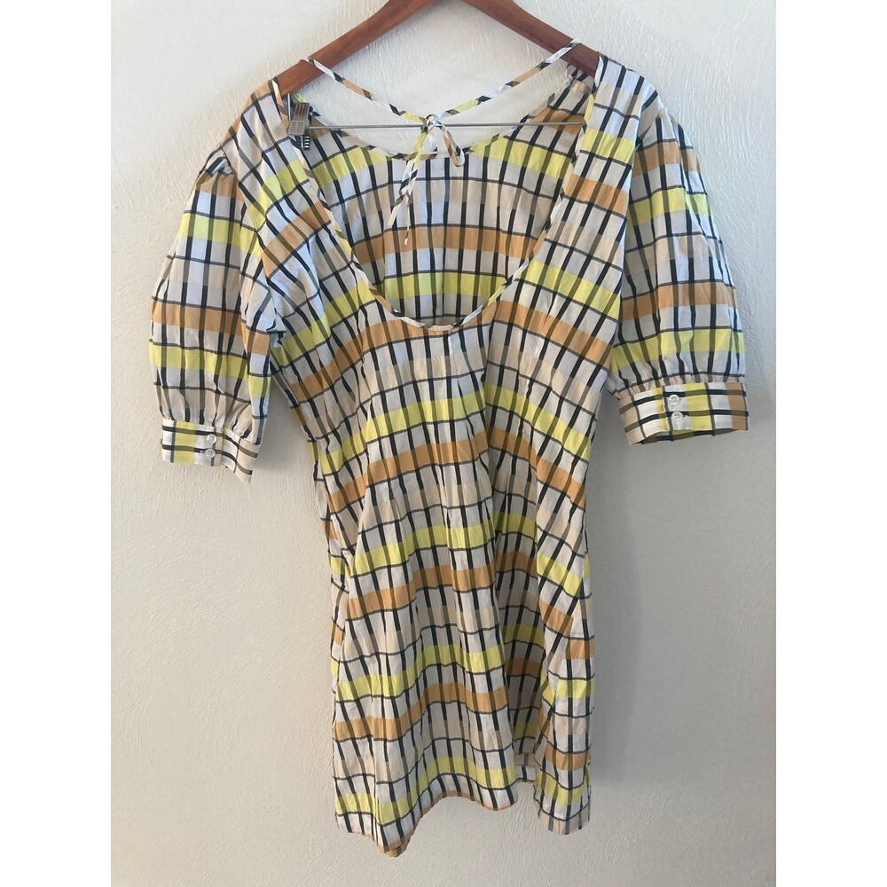 EUC Baum und Pferdgarten Aurelia Check Mini Dress 12 Yellow Peach White - Picture 8 of 11